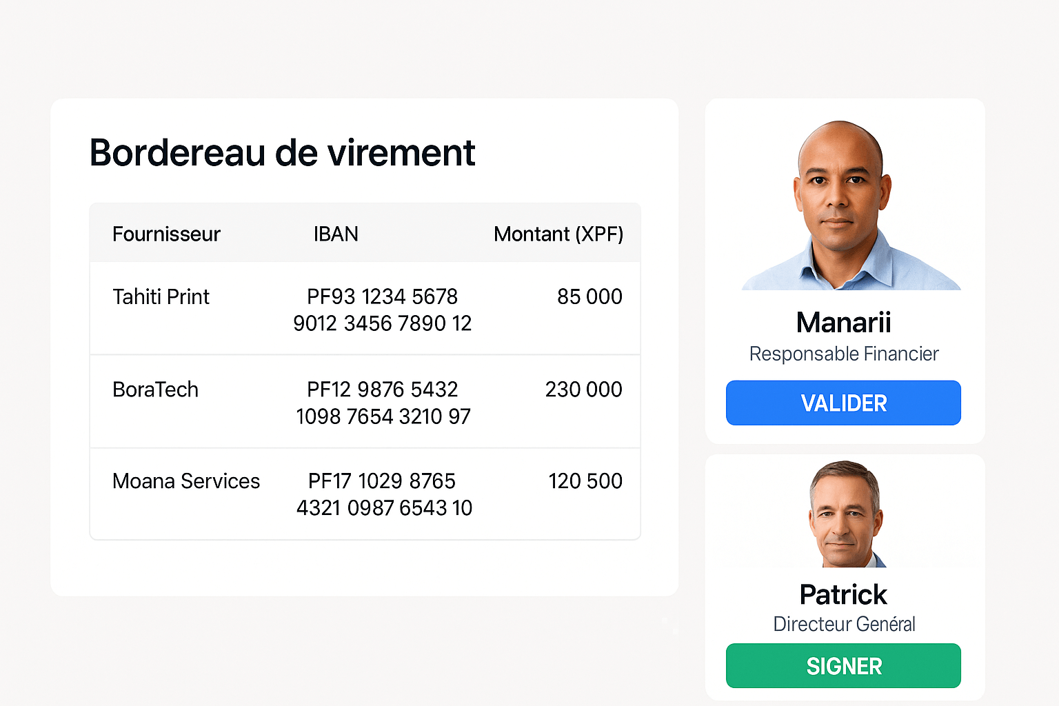 Interface de paiements fournisseurs multi-devises